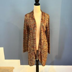 New Long Size Small Open Stitch Multi Color Cardigan by New Directions.